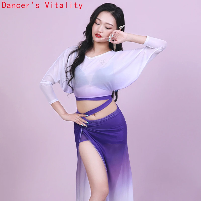 Belly Dance Set for Women Exotic Dancewear Bellydance Top+long Hip Skrit 2pcs Girl's Oriental Dance Clothing Dancer Wear Outfit