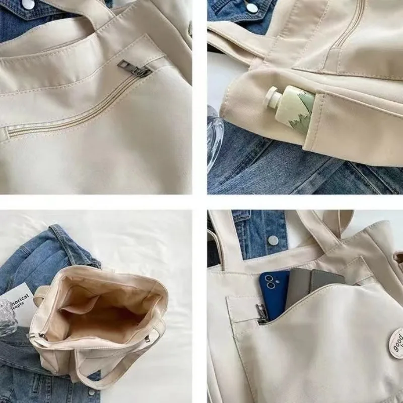 Fashion Women's Canvas Shoulder Bag, Large Capacity Student Tote Bag, Casual Commute Handbag, Eco-friendly Reusable Shopping Bag image 4