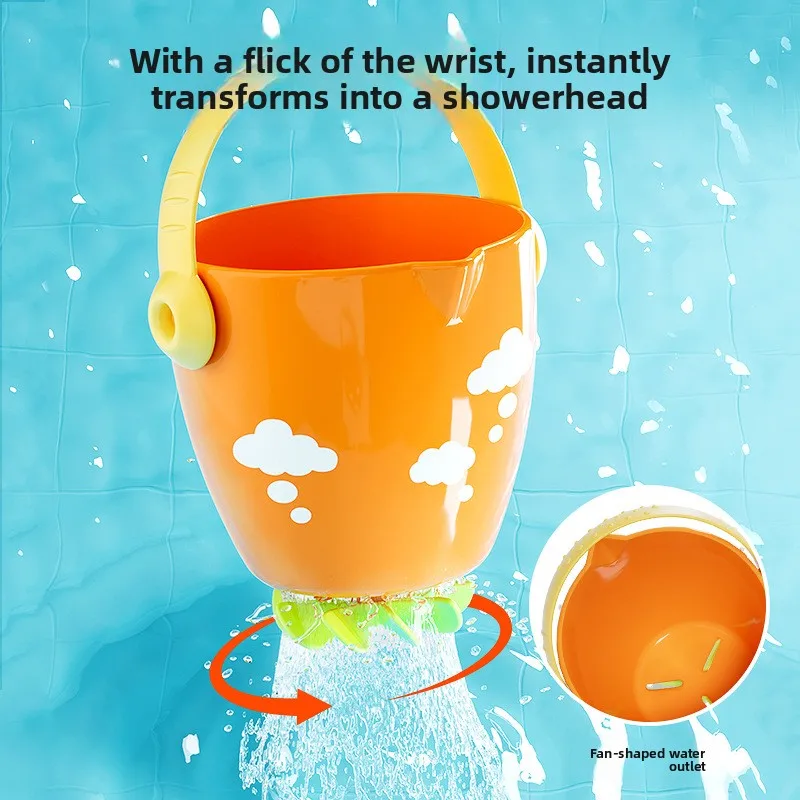 Baby Cartoon Bath Toys Baby Bath Tub Mini Leaky Bucket with Small Showerhead Beach Toys Shower Spray Cup Toddler Gifts