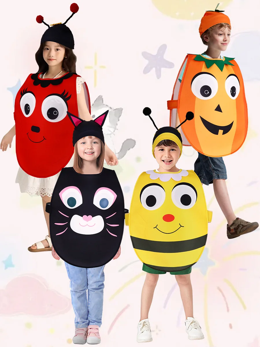 Детские забавные костюмы из пены с изображением пчелы и кота в виде тыквы, наряды для ролевых игр с животными, наряды для Хэллоуина, косплея, вечерние товары Детские забавные костюмы из пены с изображением пчелы и кота в виде тыквы, наряды для ролевых игр с животными, наряды для Хэллоуина, косплея, вечерние товары