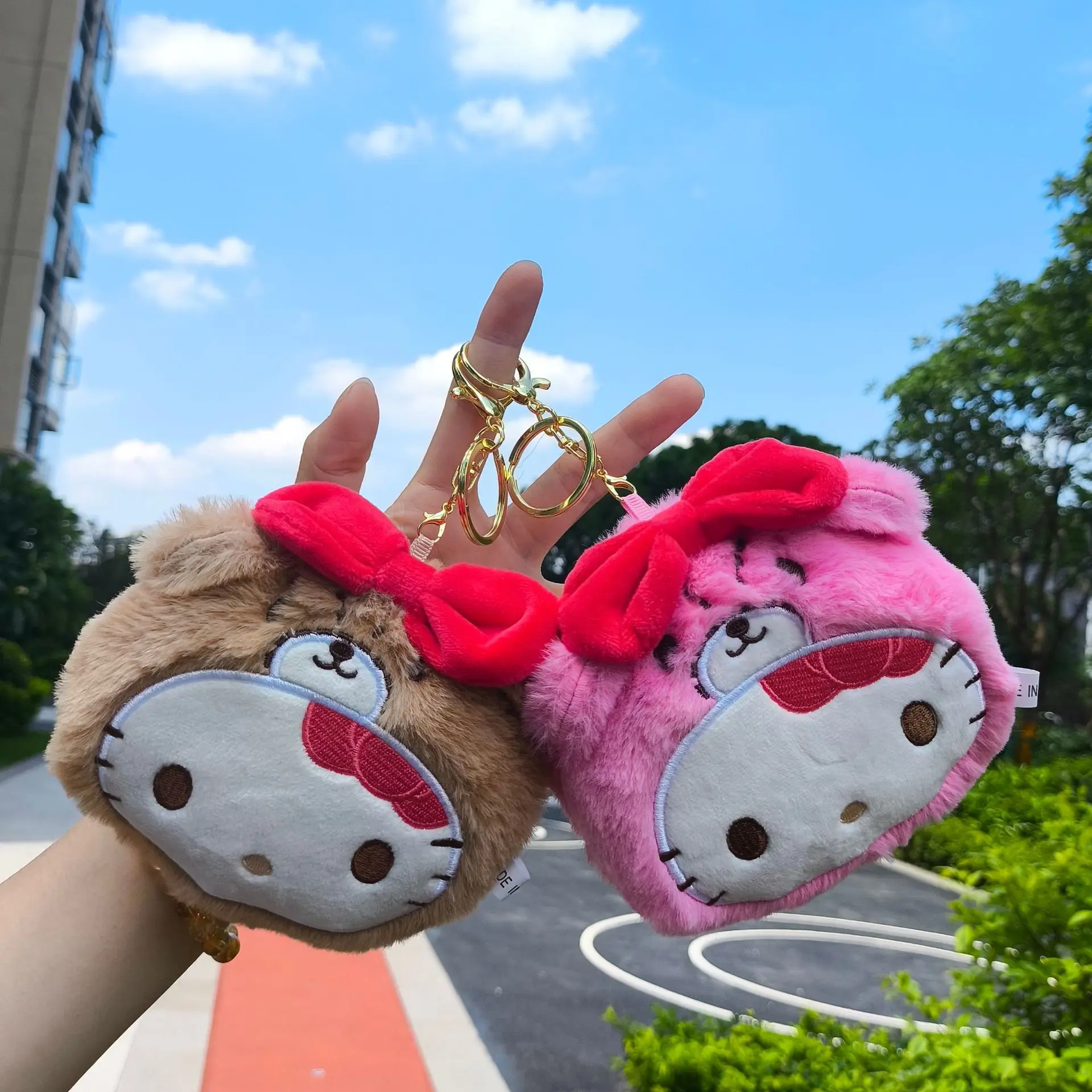 かわいいハローキティぬいぐるみキーホルダー財布サンリオ漫画ペンダント財布ポータブルコインポーチバックパックアクセサリー収納袋ギフト