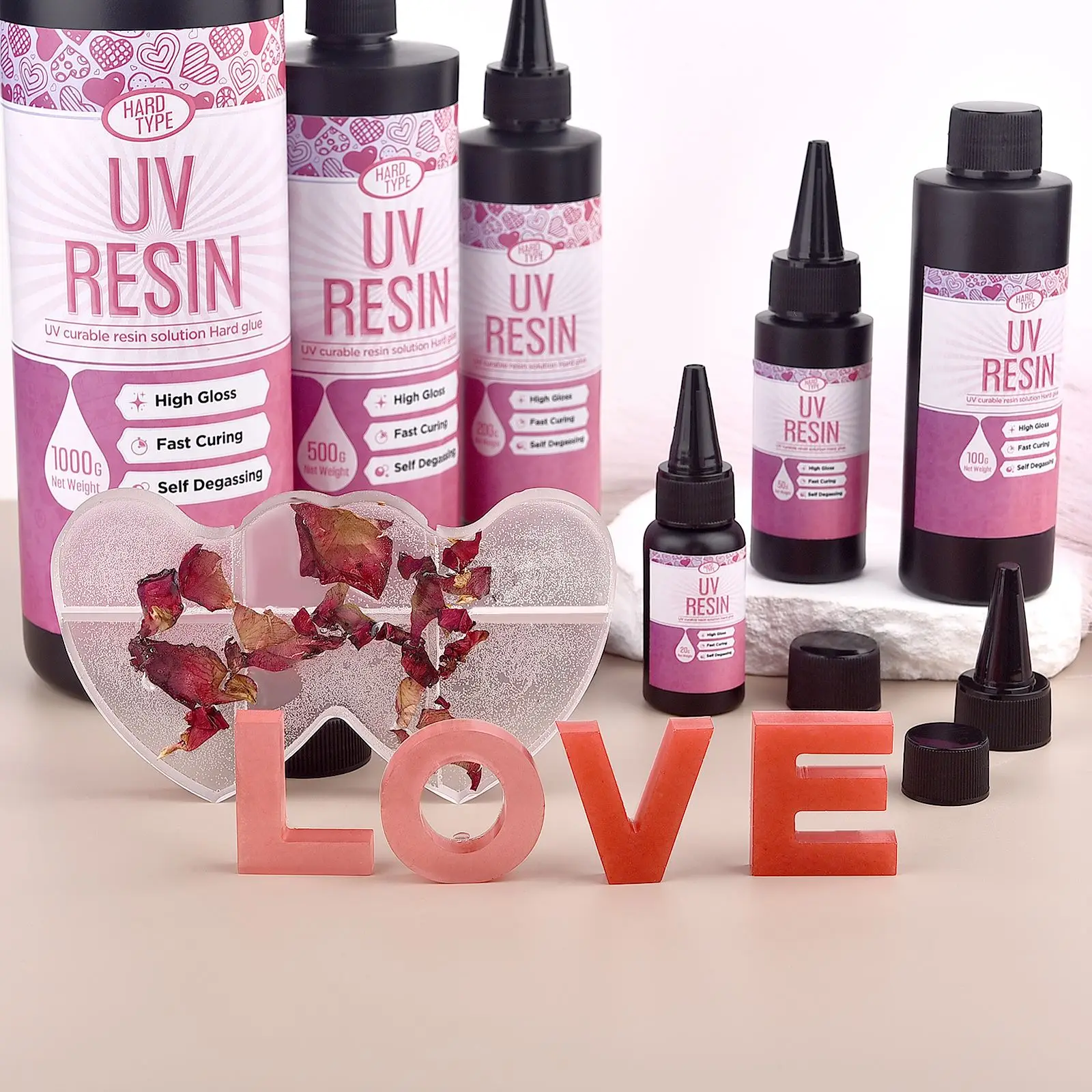 UV Resin Glue Transparent Epoxy Resin UV Glue Ultraviolet Curing Quick Drying DIY Resin Jewelry Making Supplies Tools UV Lamp