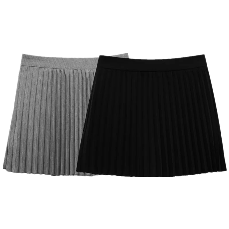 Saia-calça de cintura alta com pregas largas em duas cores, primavera verão, novo design, moda fena,  saia, coleção p...