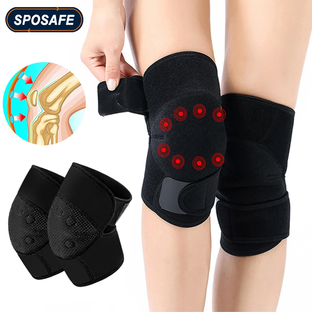 1Pair Magnetic Tourmaline Self-Heating Knee Brace, Adjustable Warmth Knee Pads Therapy for Men Women, Arthritis Pain Relief
