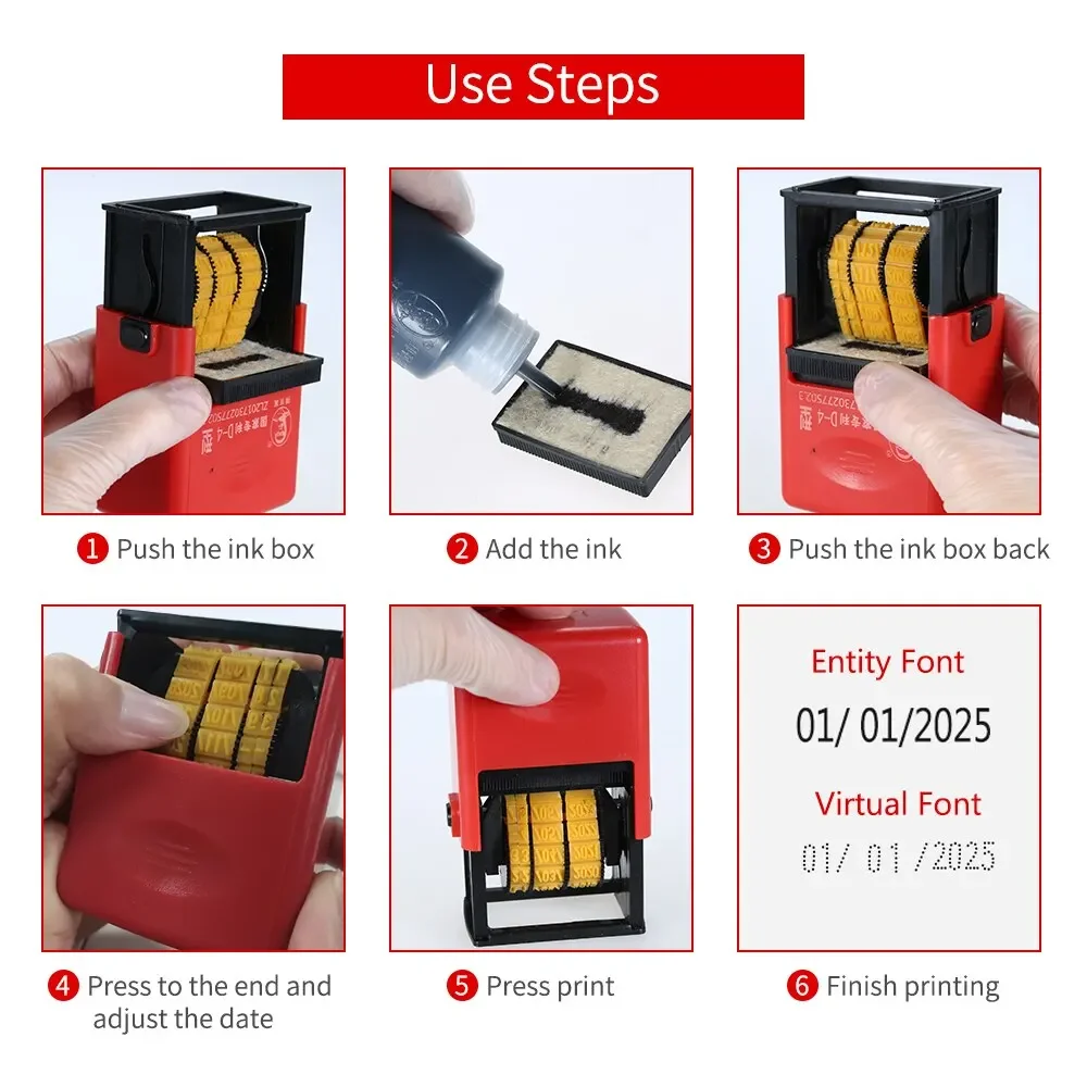 Handheld Portable Date Stamp Printer Quick-Drying Ink Date Printing Coding Machine for Food Plastic Bag Bottle Metal Cans #R20