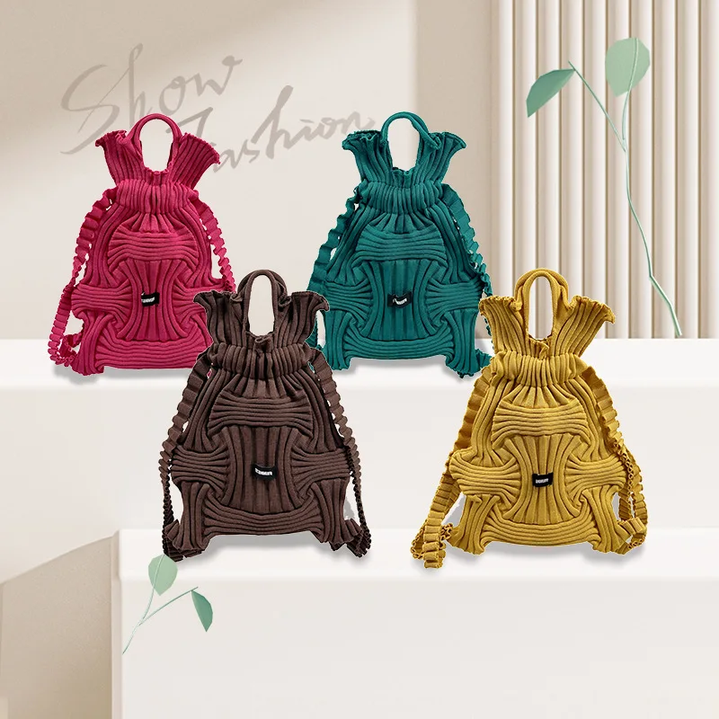 Fashionable Knitted Backpack Popular Internet Celebrity Casual Handbag Versatile Bag Leisure Stylish Polyester Material