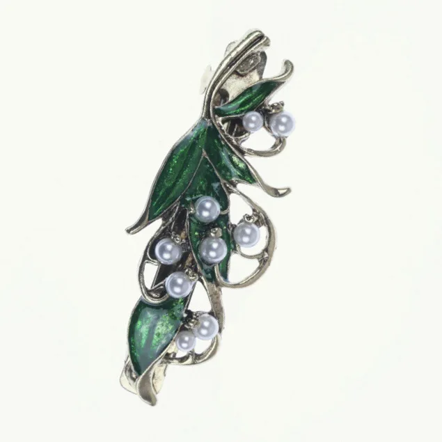 

1 шт., европейские и американские ювелирные изделия, косплей, заколка для волос с зеленым жемчугом, бант, пружинная заколка, заколка для волос