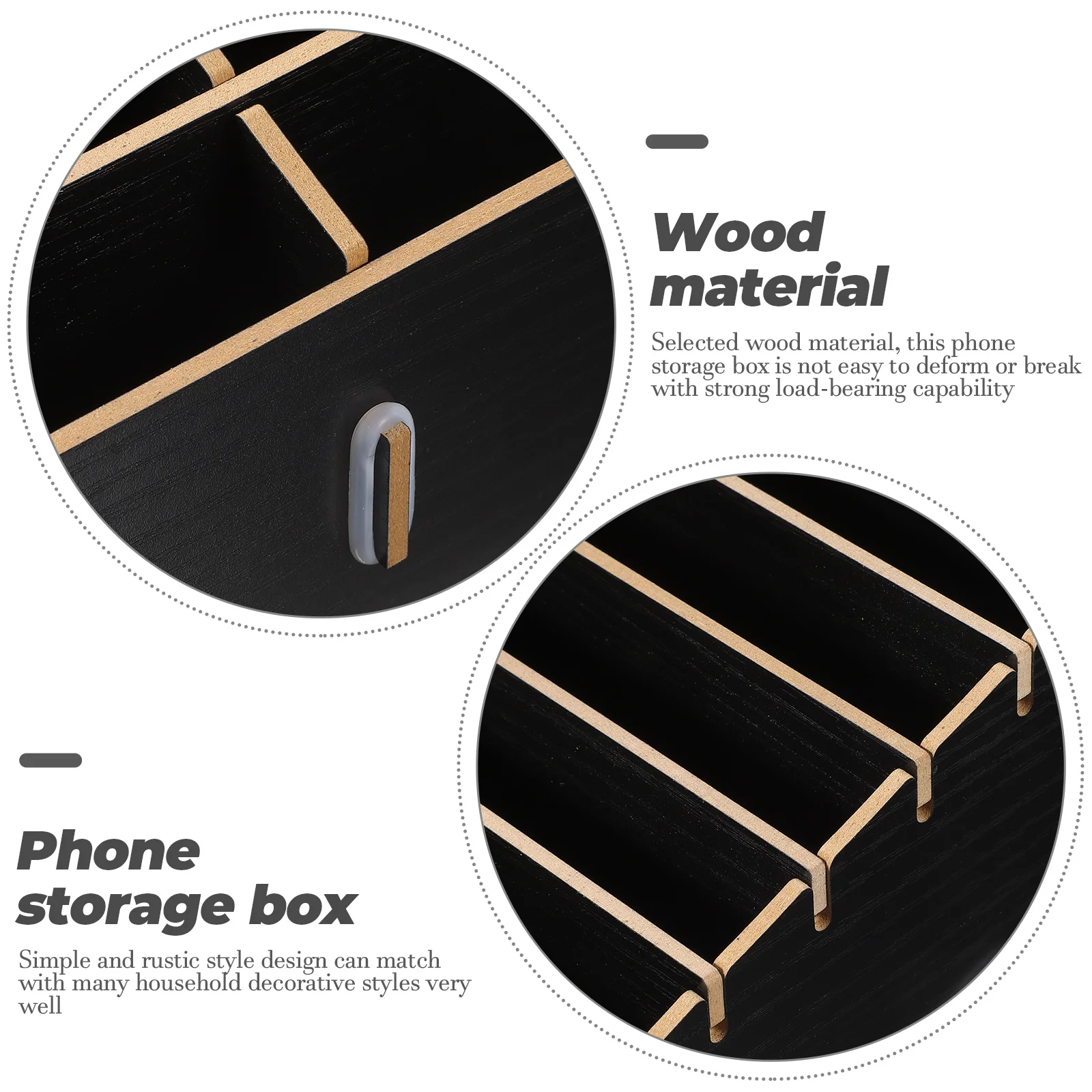

Wooden Phone Storage Box Desktop Organizer Multi-Grid Cell Holder Office Home Stationery Management Wood Material