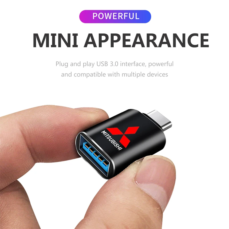 Car Type-C To USB 3.0 Interface Mini Converter Charging Adapter For Mitsubishi Asx Lancer Outlander Pajero Ralliart Accessories