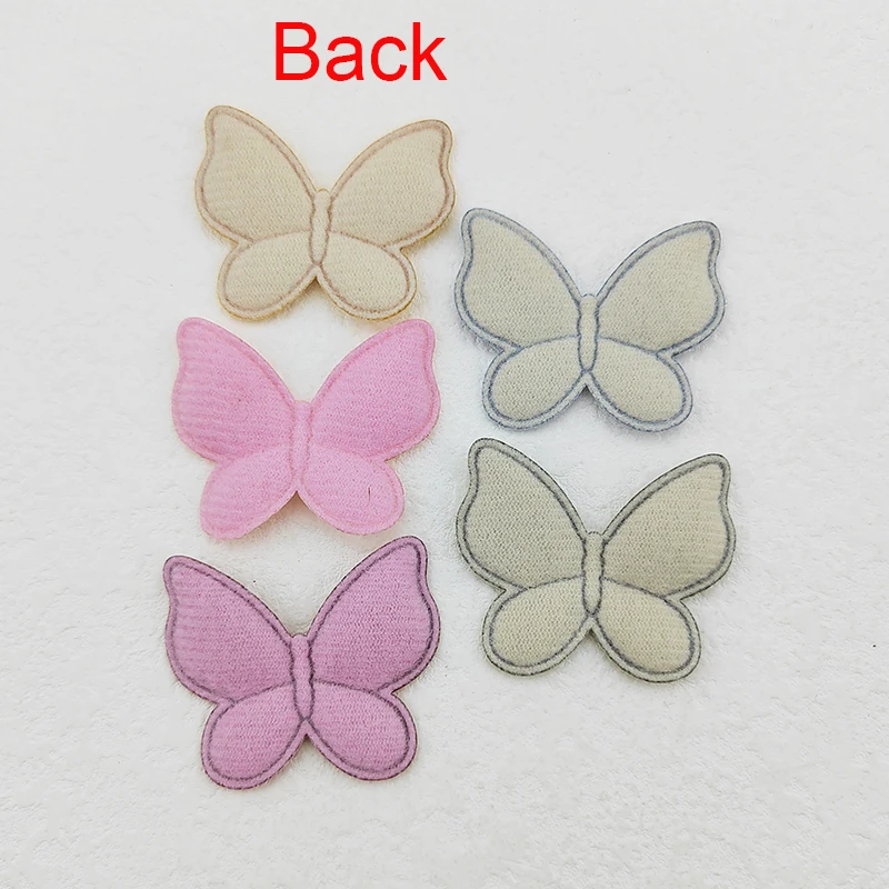 100Pcs/Lot Two Size Polka Dot Butterfly Padded Appliques For Craft Clothes Sewing Supplies DIY Hair Clip Accessories Patch