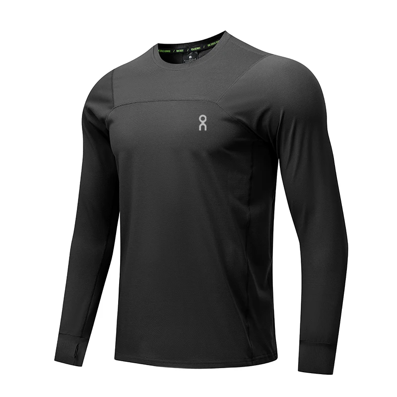 

Мужская длинная футболка для бега, скалолазания, активного отдыха и спорта, быстросохнущая, дышащая, из полиэфирного волокна, в стиле ханфу