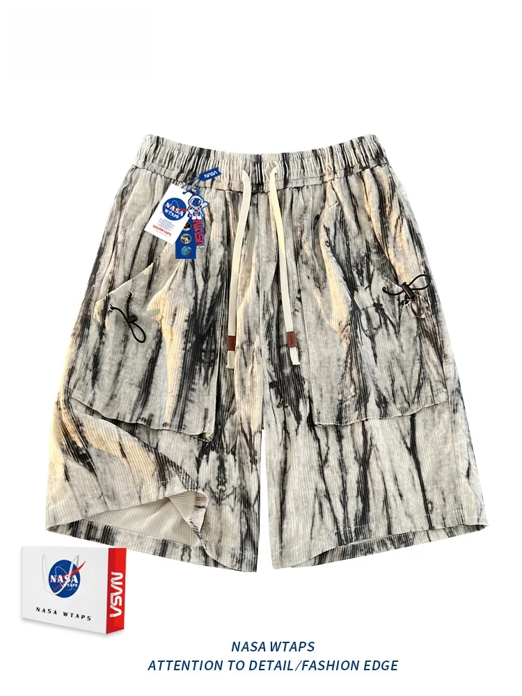 

Мужские летние свободные прямые шорты American Sle Dyeing Workwear из тонкого полиэстера, универсальные, модные, молодежные, для активного отдыха