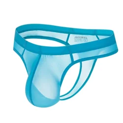 Tanga transparente de seda de hielo para hombre, ropa interior de nailon, bikini Sexy Gay, suspensorio