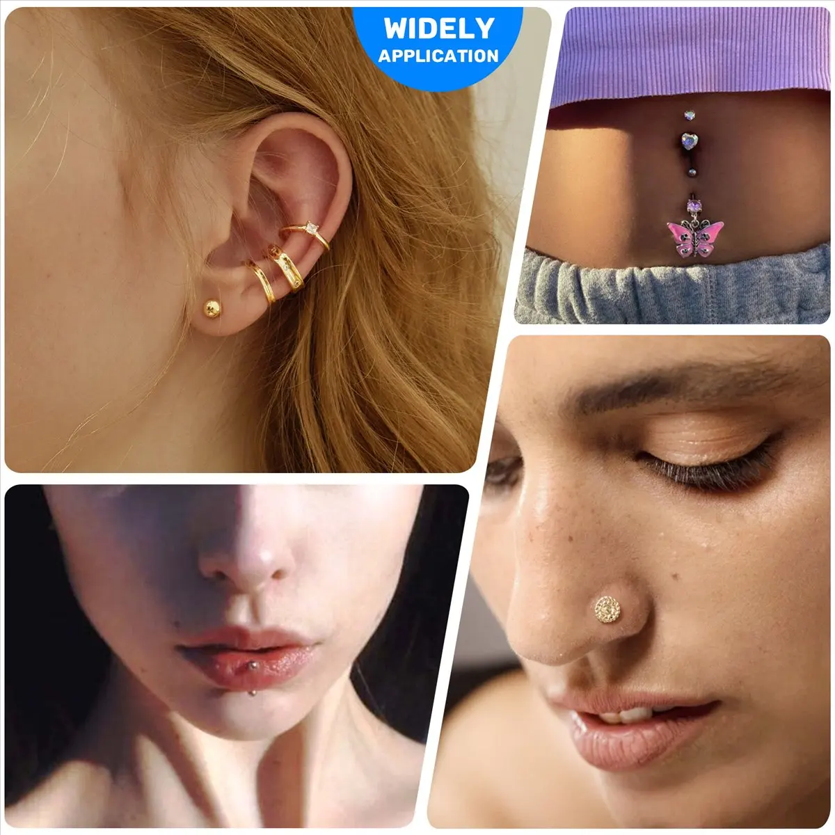 [NEW] Earring Piercing Tool Ear Nose Body Jewelry No Pain Piercing Studs Kits