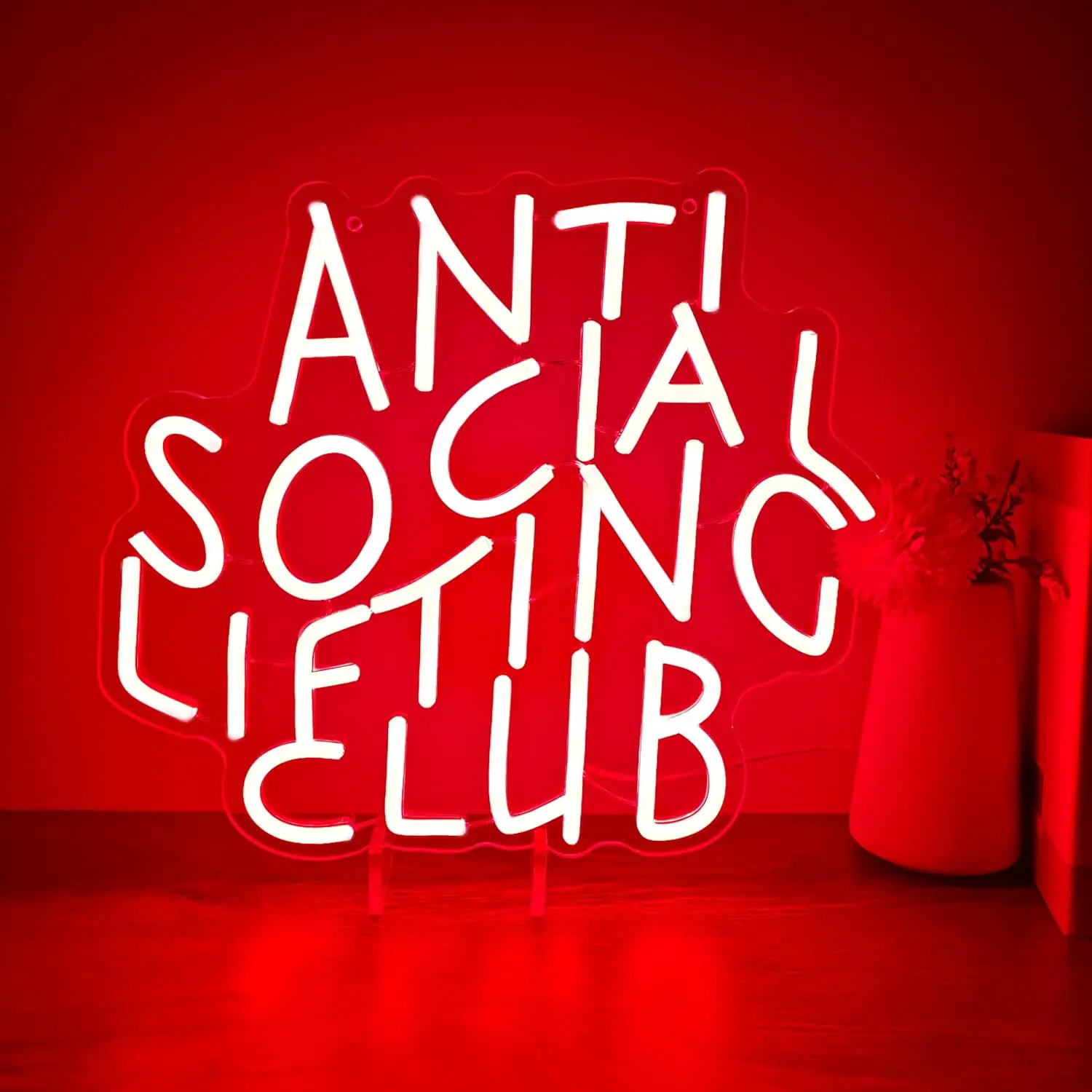 

Anti Social Lifting Club Neon Sign USB Dimmable LED Neon Light Neon Wall Art Gym Decor Streetwear Aesthetic LED Sign ﻿