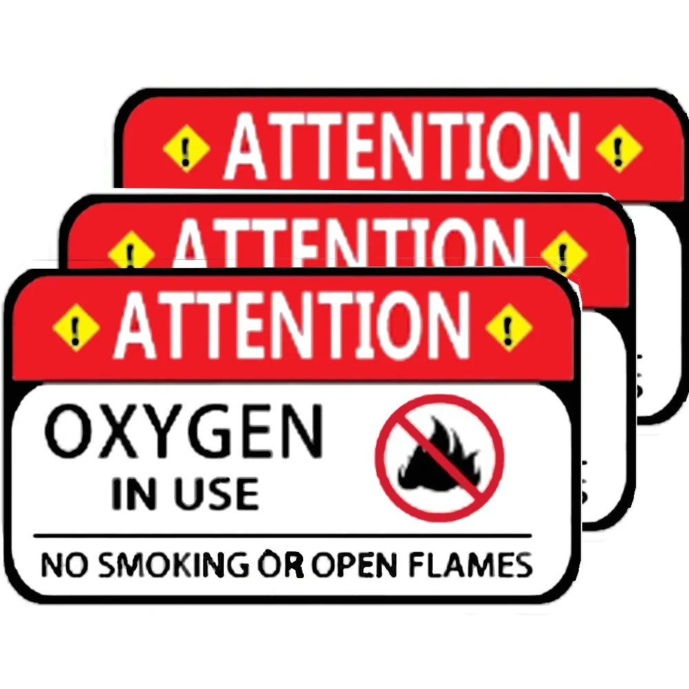 

9Pcs ATTENTION Oxygen in Use No Smoking Or Open Flame Decal Protect Your Business Construction Site Shop Area 3*5 Inches