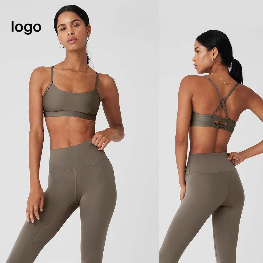 Women's Yoga Suit Yoga Suit with Logo Activewear Moisture Wicking, Sweat Wicking, Naked Suspenders Sports Bra, Pants Sports Suit