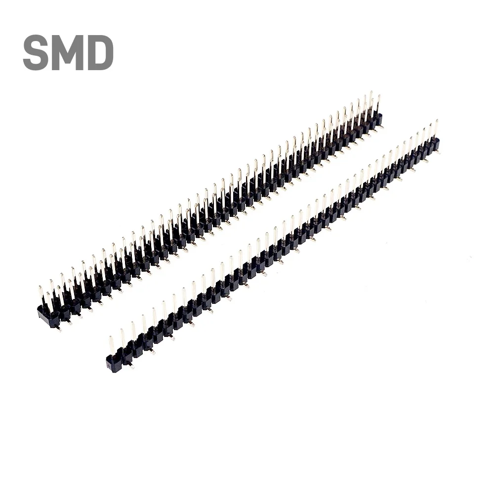 5 20 100 Pcs 2.54 MM Pitch Pin Header Male Dual Straight 90 180 Degree Single Row Right Angle SMD 1x40 Pin 2x40 Position