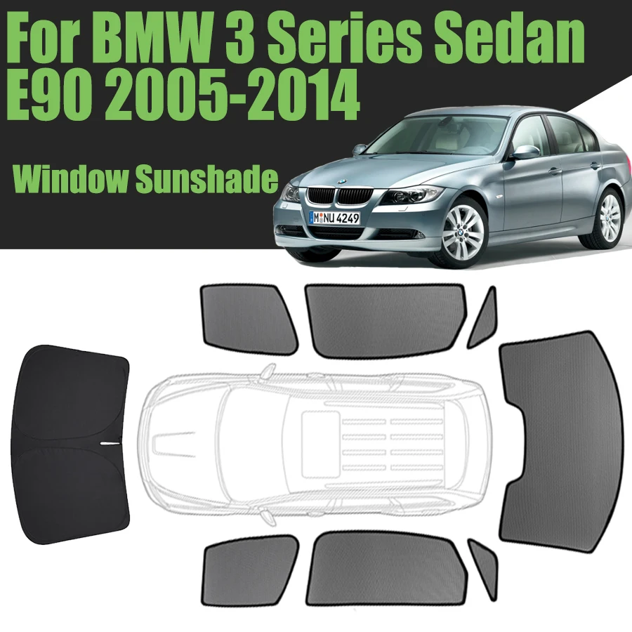 Custom Car Window Sunshade For BMW 3 Series Sedan E90 2005-2014 Magnetic Curtain Mesh Front Windshield Frame Curtain