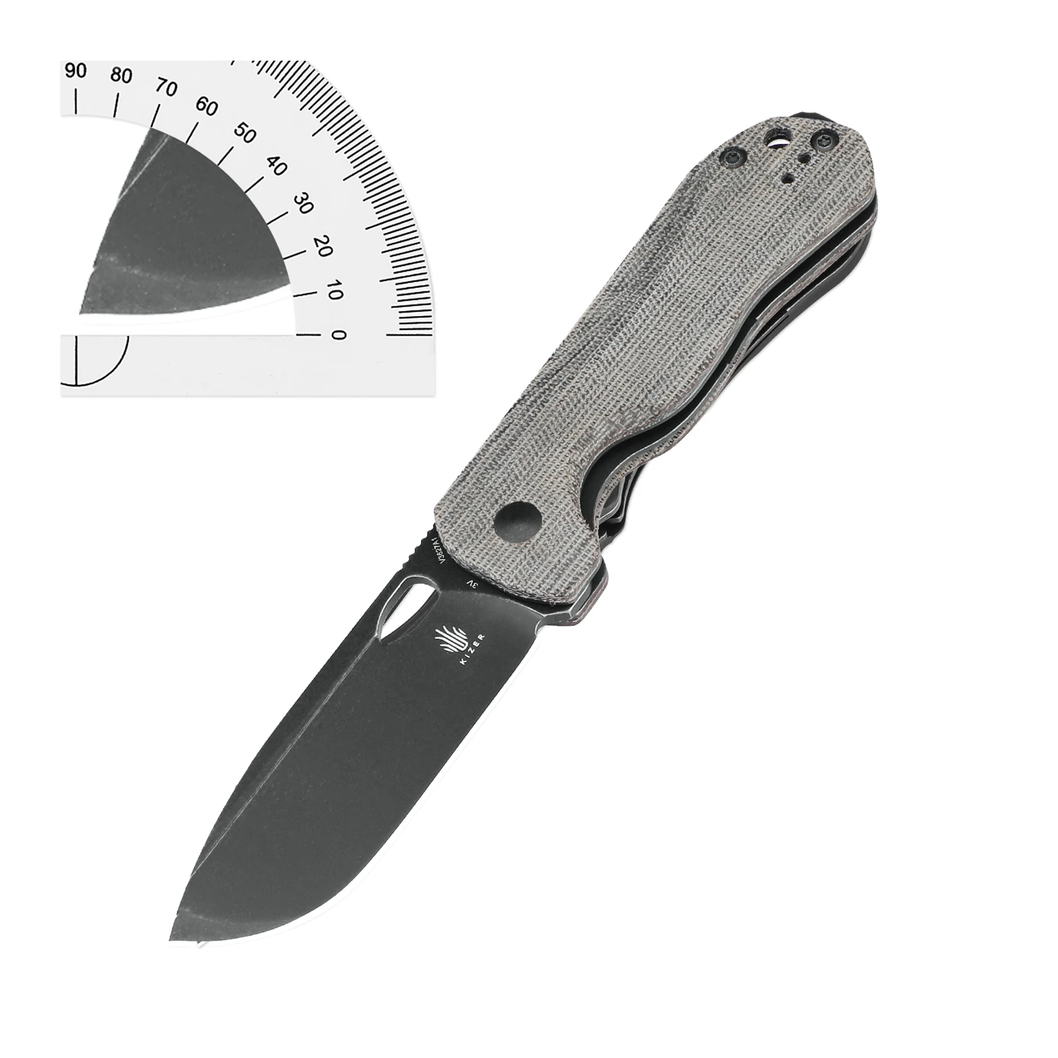 Kizer Camping Knife Bugai V3627A1 2023 New Black Micarta Handle with 3V Steel Blade Pocket Knife for Men