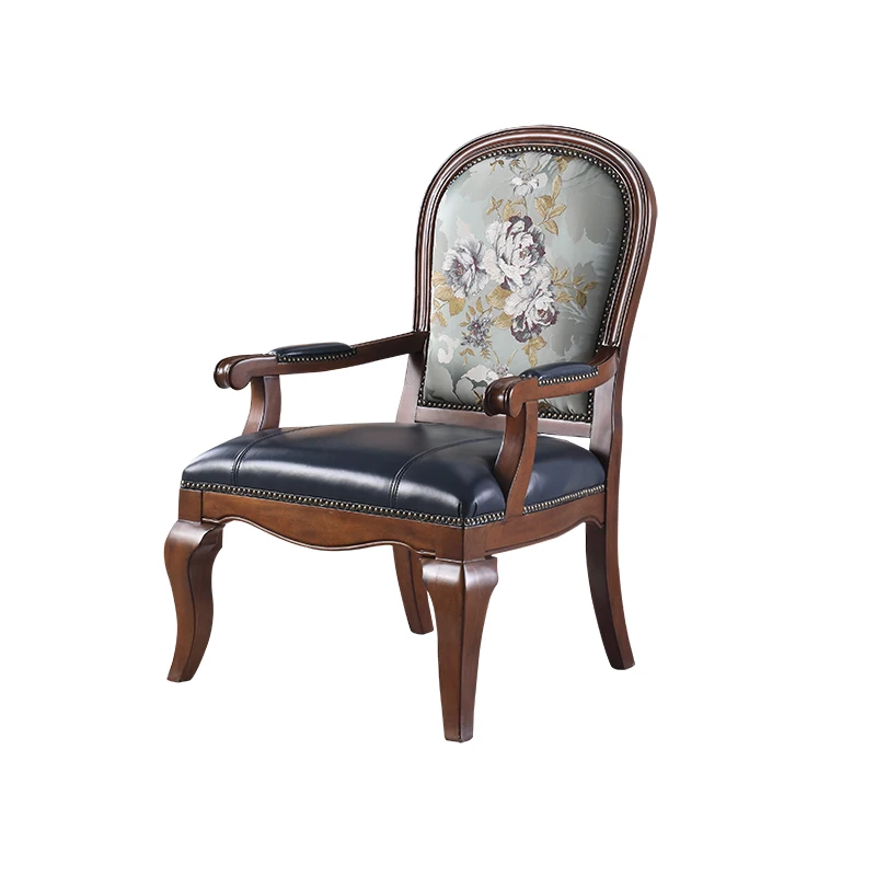 YY European Style Living Room Leather Lounge Chair Simple Armchair Chair Bedroom Armchair