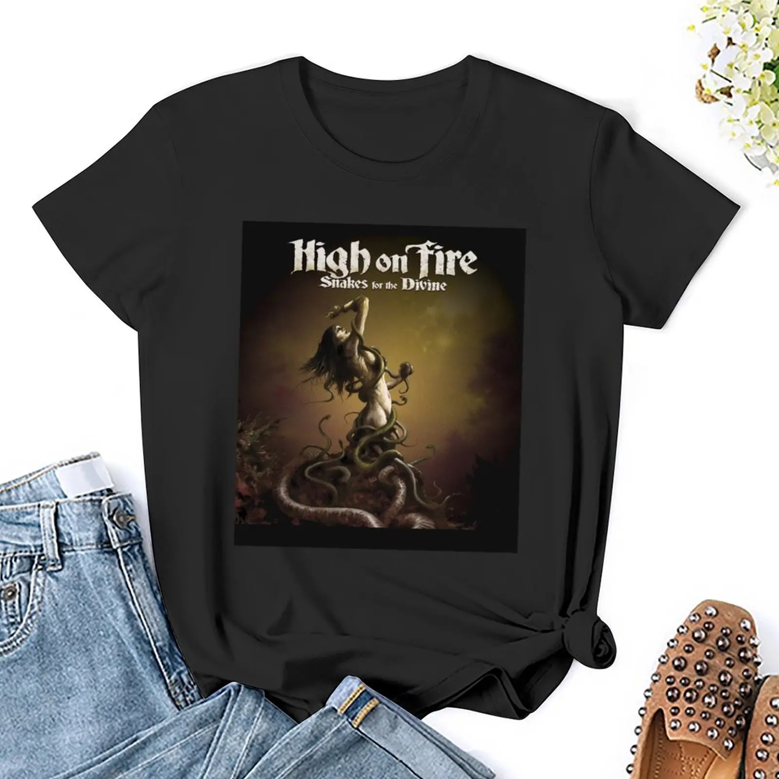 BEST STORE HIGH ON FIRE T-Shirt słodkie ubrania topy koszule koszulki graficzne letnie koszulki z krótkim rękawem dla kobiet grafika