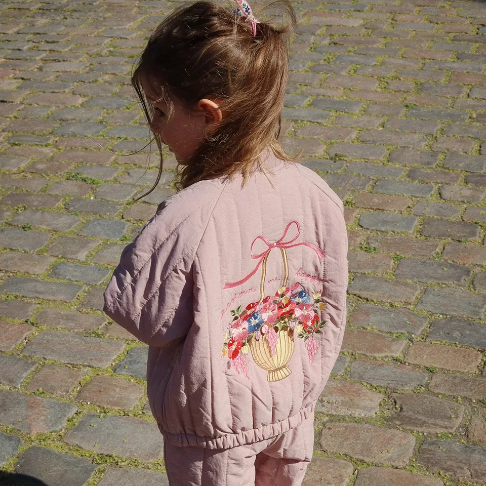 Winter New Baby Boy Gilr Ks Kids Cotton Jacket Thickened Flocking Heavy Embroidery Printed Inner Fleece Children's Warm Coat