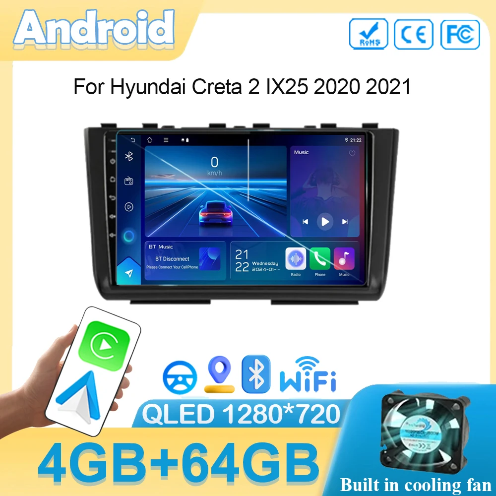 Car Radio Android For Hyundai Creta 2 IX25 2020 2021 Multimedia Video Player Navigation GPS 2Din 4G DVD Stereo Head Unit 10