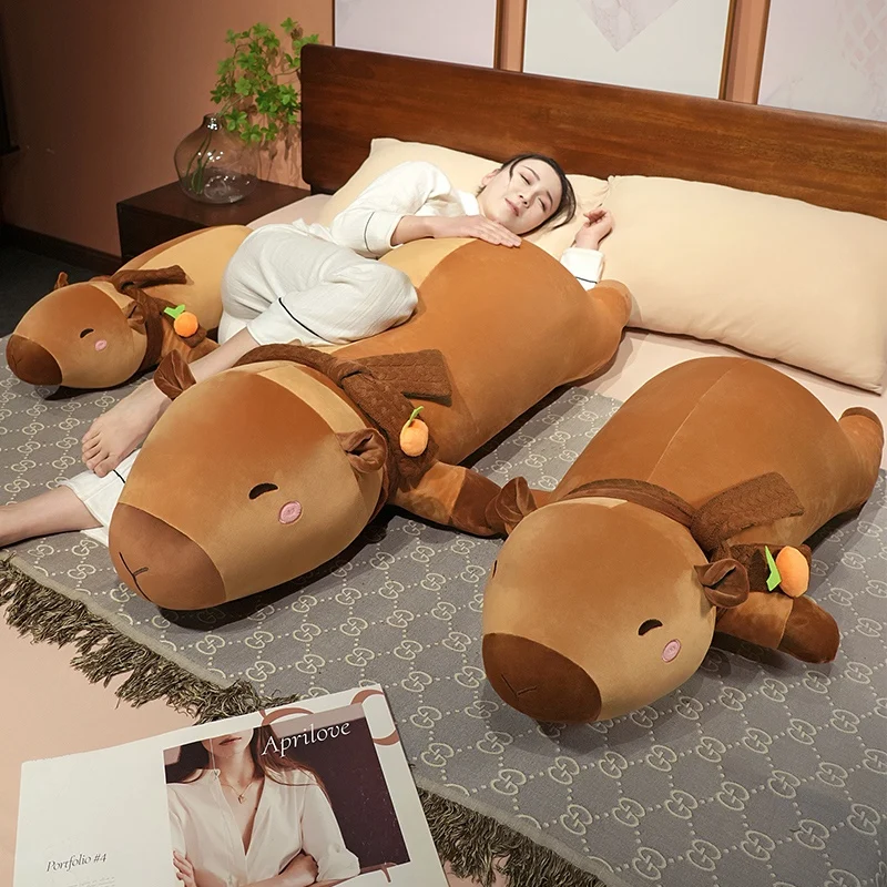 

Giant Cute Big Capybara Plush Toy Stuffed Fruit Oranges Scarf Decor Capibara Nap Sleeping Throw Pillow Hug Cushion Kids Gift
