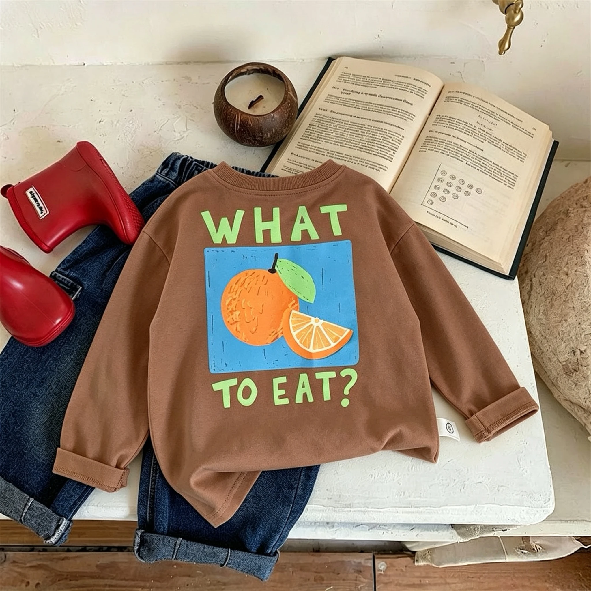 Langarm-T-Shirt für Mädchen und Jungen, Oberteile, Herbstkleidung, bedruckt, modisch, beliebt, Kinder-Unterhemd, Rundhalsbluse, Kinderbekleidung. – Detail 3