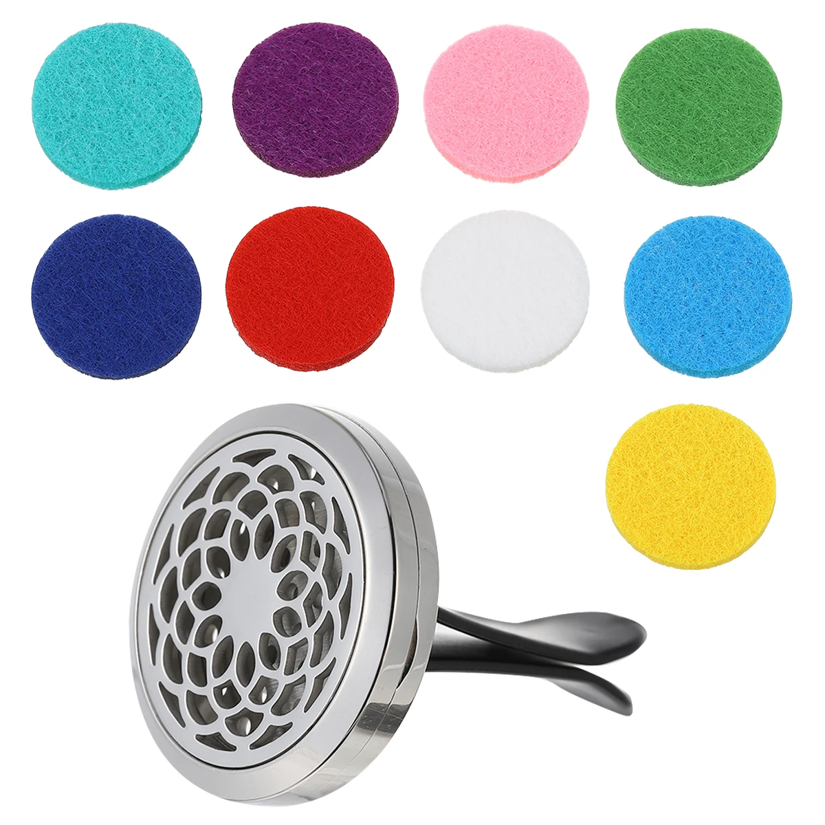 

Car Aromatherapy Clip Vent Diffuser Essential Oil Freshener Stainless Steel Hollow Design Car Perfume Clip Aromatherapy Gift