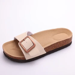 Gacimy Women's Cork Clogs Slippers New Luxury Leather Sandals 2024 Summer Fashion Platform Mules Shoes Indoor Casual Home Slides