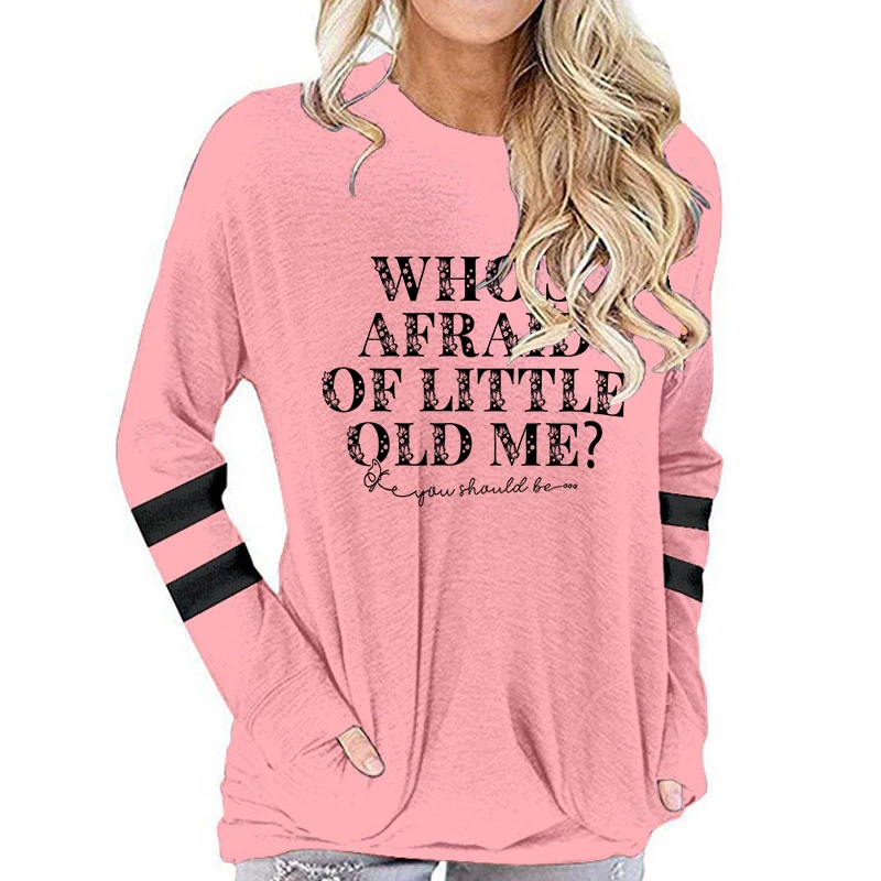 Women Vintage Letter Print Round Neck Long Sleeve Tshirt \