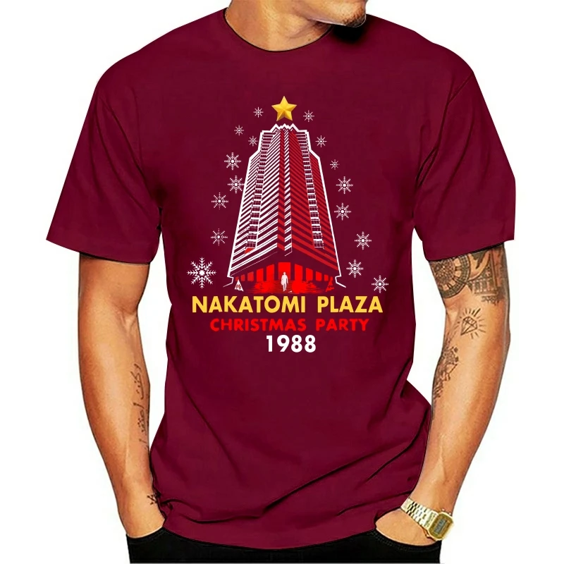 Nakatomi Plaza Christmas Party 1988 Funny X-mas Holiday Black T-Shirt S-3XL Printed Style Tees Male Top Fitness Brand Clothing