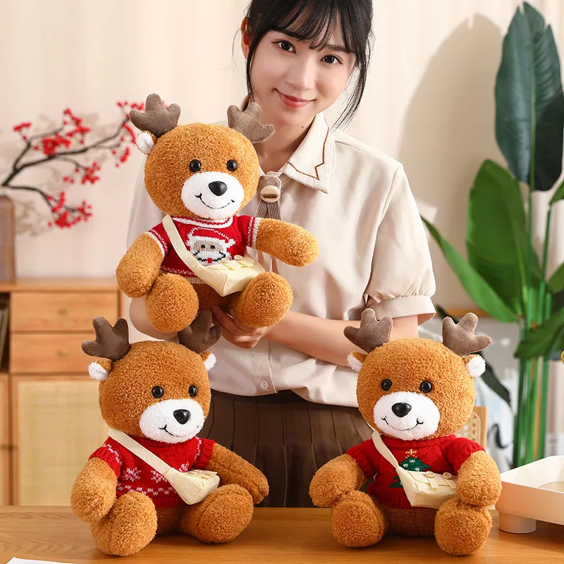 30 ซม.Dressing Elk Plush ของเล่นตุ๊กตาสัตว์ปุยกวางรูปตุ๊กตาหมอนนุ่มสําหรับชายหญิงวันเกิดคริสต์มาส...