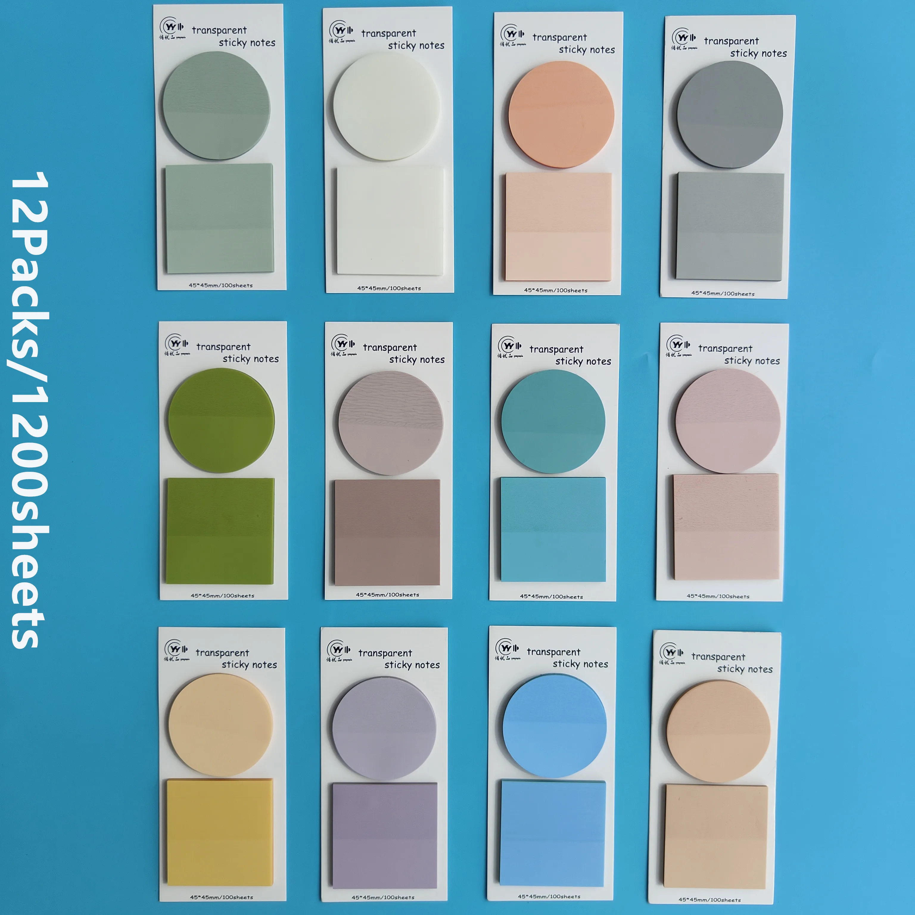 1200 Sheets Transparent Sticky Notes Self-Adhesive Annotation Books Notepad Bookmarks Memo Pad Index Tabs Stationery