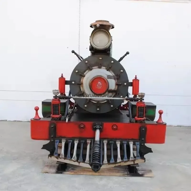 Vintage Nostalgic Steam Locomotive Custom Large Iron Model Manufacturers Feature Train Store bar Decoration