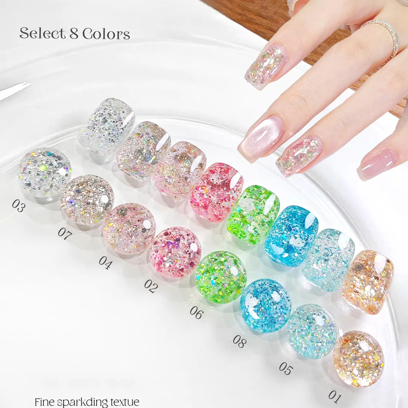 1pcs TC 2026 Summer New Flash Mountain Wilderness Glitter Gel Nail Polish Popular Whitening Sparkling Broken Diamond Gold Silver