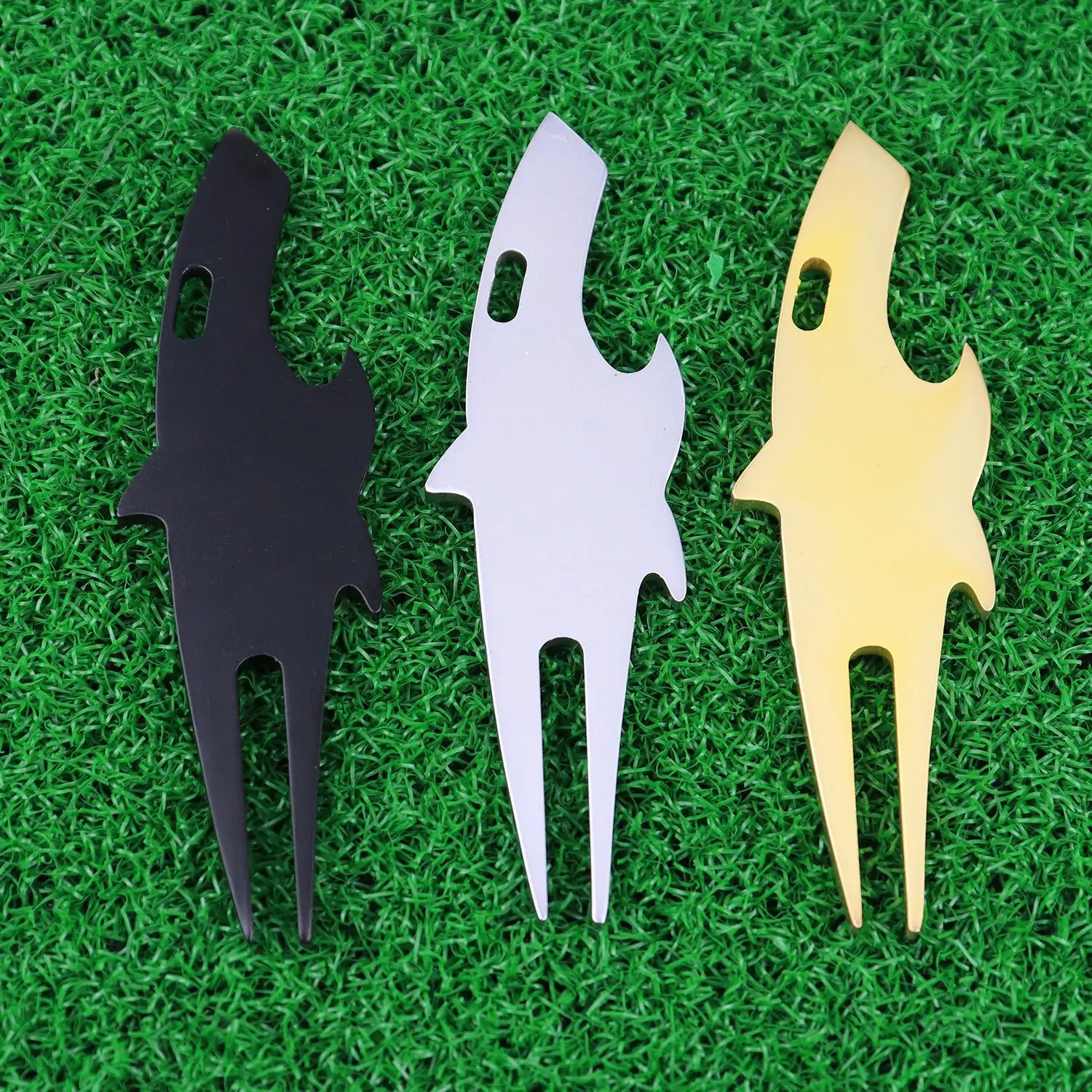 Creative Shark Metal Golf Divot Tool New Green Repair Fork with Bottle Opener Multifunctional Golf Supply Accessory