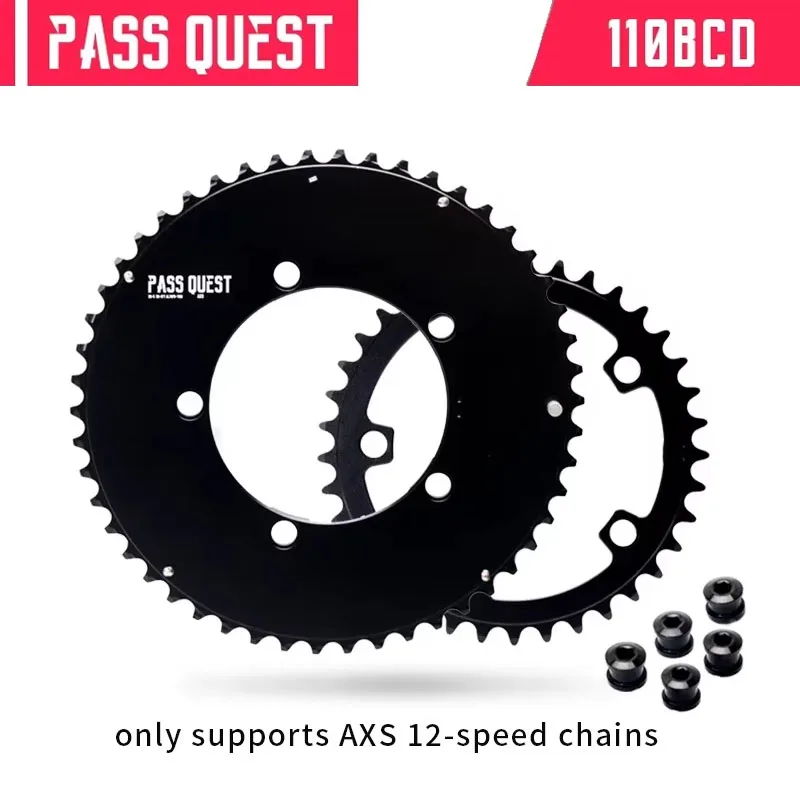 PASS QUEST 110BCD (5-bolt AERO) AXS 2X Sprocket Round Foldable Bicycle Road Bike 12 speed Gravel bike Chainwheel Cycling Parts