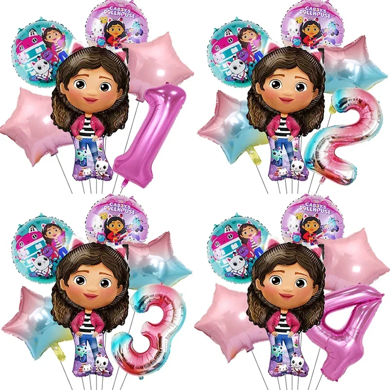 Globo de Gato de Gabby Dollhouse, Decoración para Fiesta de Cumpleaños de Niñas de 1 a 9 Años, Artículos para Baby Shower, Juguete de Regalo para Niños