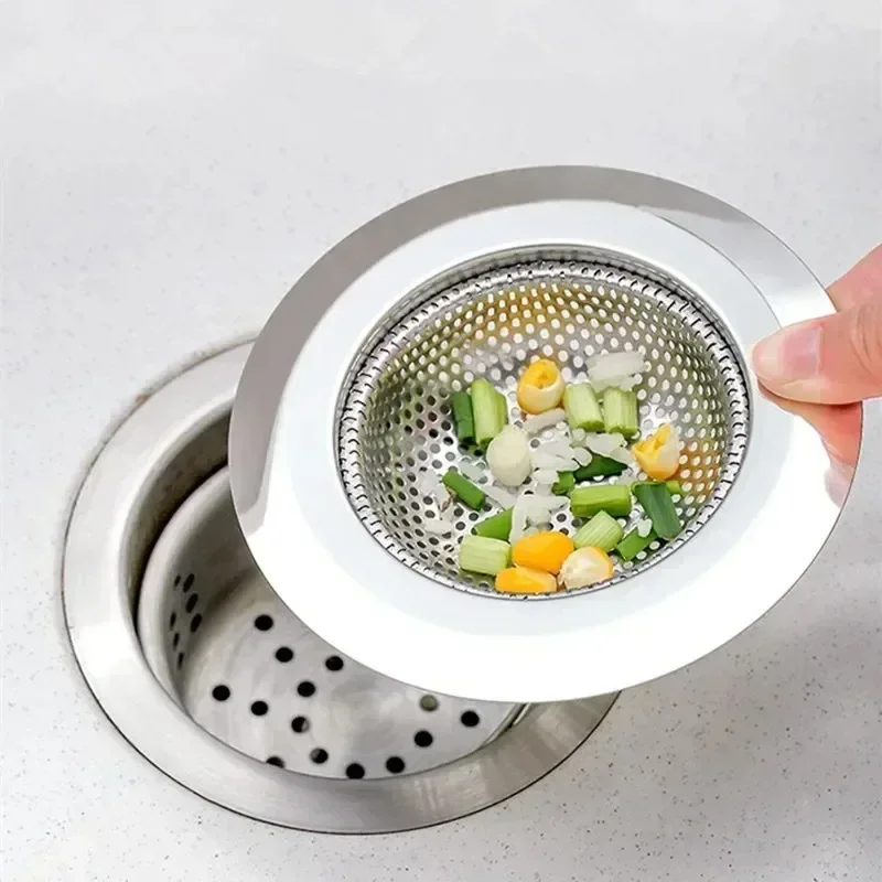 New Kitchen Sink Filter Stainless Steel Anti-blocking Device Wash Basin Pool Filter Sieve Kitchenware Practical Tools