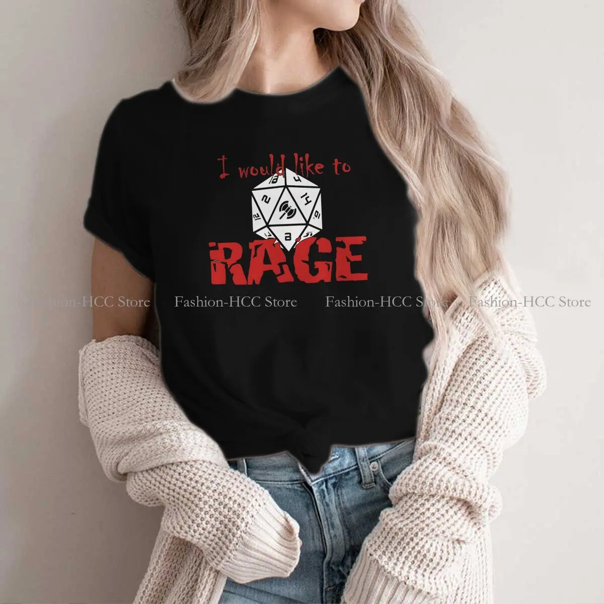 I Would Like To RAGE Round Collar Polyester TShirt DND Classic T Shirt Woman's Tops