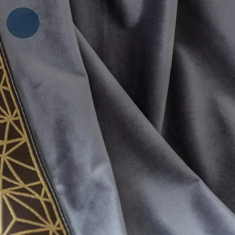 

Custom Size American Flannel Splicing Blackout Curtain Tulle Finished Product for Living Room Bedroom Floor-to-ceiling Windows