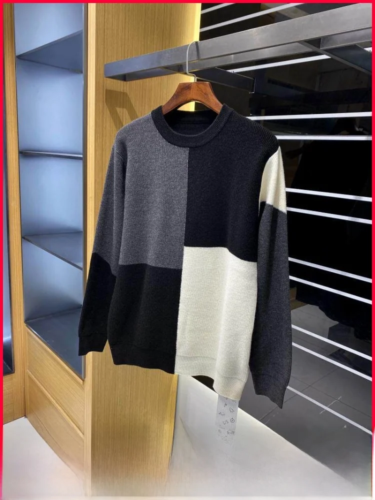 

Hong Kong Capital Thiened round Ne Knitted Sweater Men's Faionable Winter New Arrival Color Crew Ne