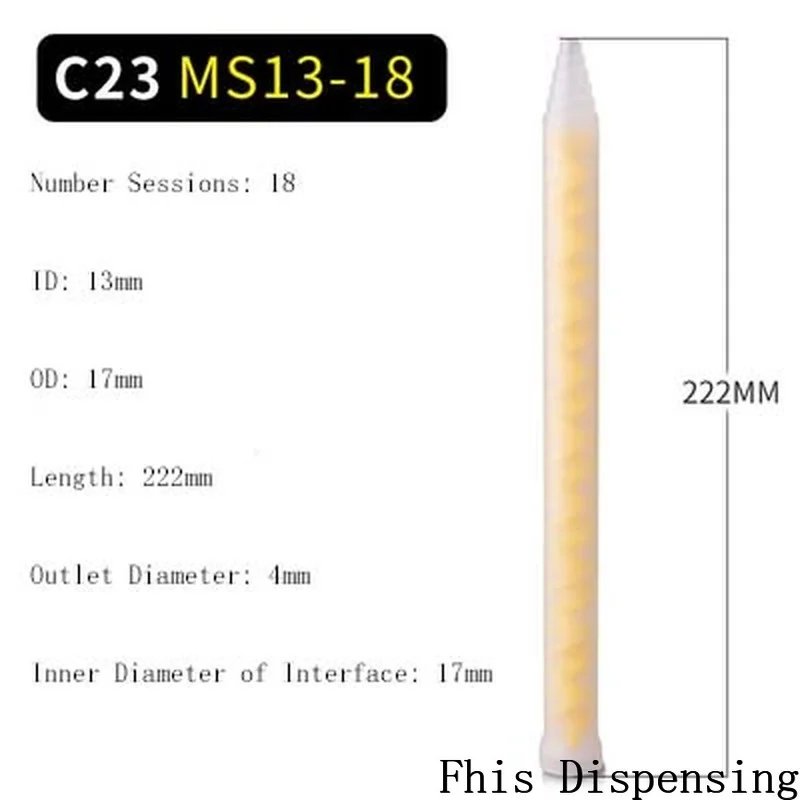 Gói 10 Nhựa Tĩnh Phối MS13-18 Trộn Vòi Phun Cho Bộ Đôi Gói Epoxies Core POM Chất Liệu