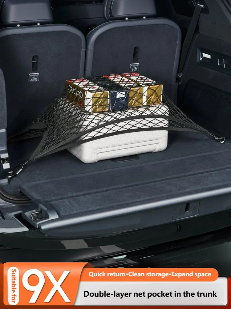 For ZEEKR 9X 2025 2026 Car Trunk Net Storage bag Interior Luggage Cargo Elasticity Wear-resistant Organiser Accessories