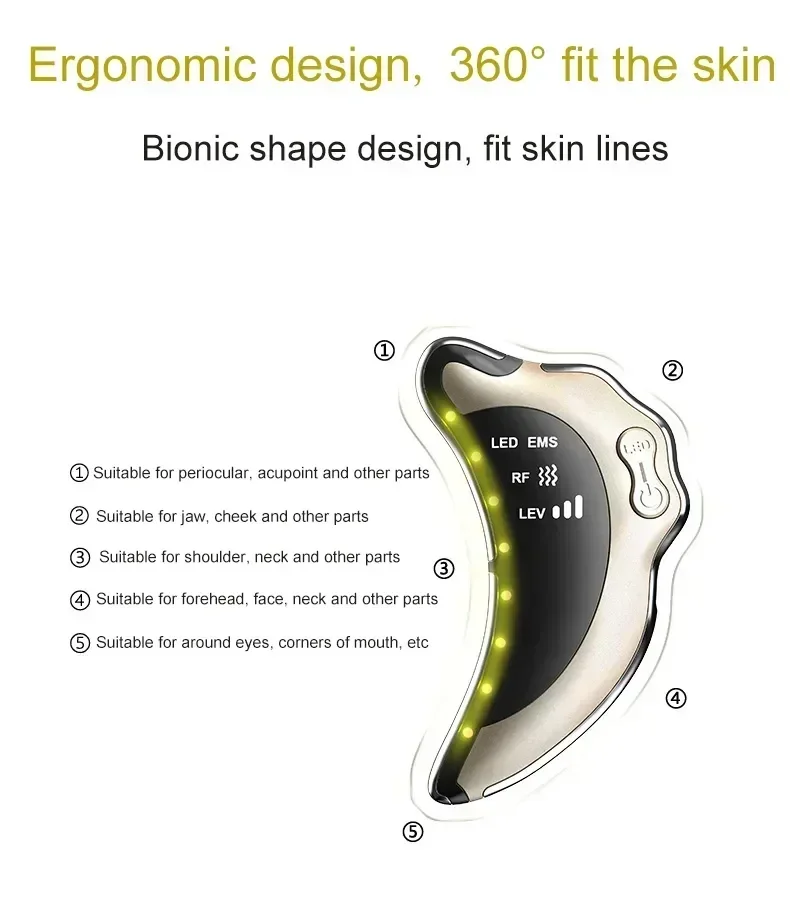 Elektrisch radiofrequentieapparaat Kleur Licht Gua Sha Tools EMS Gezichtslift Trillingsmassageapparaat Nek Schoonheidsapparaat