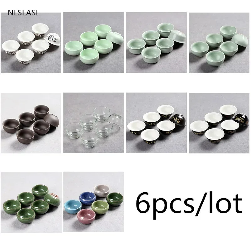 6pcs/set Chinese Tea Cups Porcelain Celadon Fish Teacup Set Loose Leaf Teapot Drinkware Oolong Ceramic China Tea Set Accessories