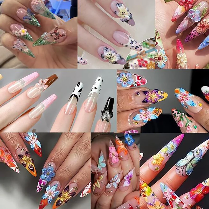 

20/50/60Pcs 3D Mixed Ice-Crystal Lily Flower Nail Art Gradient Blossom Lily Flower Nail Charms Soft Gel Leopard Lily Petal Parts